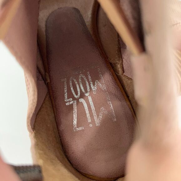 Miz Mooz Knox Sandal Women 38 8 Blush Pink Leather Wedge Boho Open Toe Bootie - Picture 15 of 16